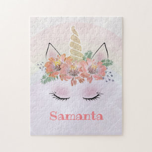 Puzzle Unicorne, Visage Unicorne, personnalisée, girly, f