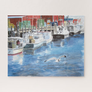 Puzzle Union Wharf Portland, Aquarelle du Maine