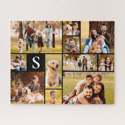 Puzzle Unique 11 Photo Collage Simple Monogramme Noir (Horizontal)