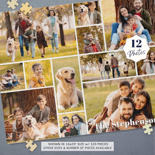 Puzzle Unique 12 Photo Collage Nom ou Texte