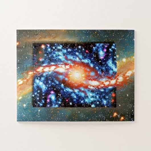 Puzzle Univers difficile et couleurs cosmiques bleu orang (Horizontal)