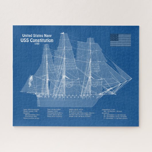 Puzzle USS Constitution - Plan directeur des navires ABD (Horizontal)