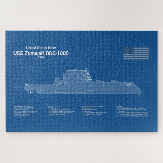 Puzzle USS Zumwalt - Plan directeur des navires ABD (Horizontal)