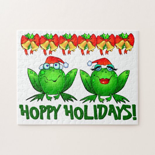 Puzzle Vacances Hoppy Caricature Grenouilles de Noël Bell (Horizontal)