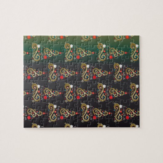 Puzzle Vacances matte vert or motif de Noël (Horizontal)