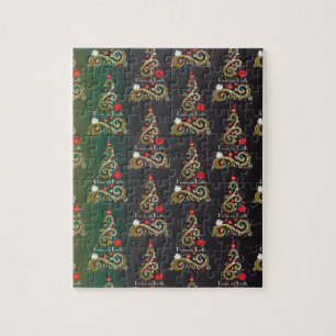 Puzzle Vacances matte vert or motif de Noël