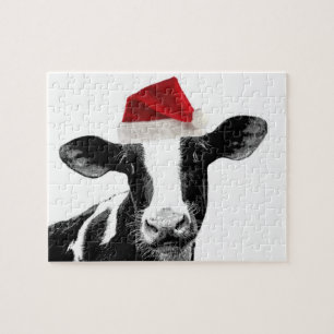 Puzzle Vache à Père Noël - vache à Noël de laiterie 