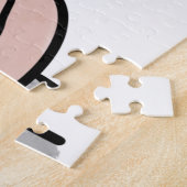 Puzzle vache de dessin animé noir blanc rose baiser gris (Côté)