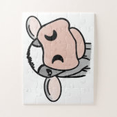 Puzzle vache de dessin animé noir blanc rose baiser gris (Vertical)