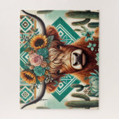 Puzzle Vache des Highlands Boho Western (Vertical)
