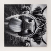 Puzzle Vache drôle noir et blanc (Horizontal)