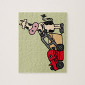 Puzzle Vache drôle poussant la bande dessinée rouge de (Vertical)