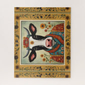 Puzzle Vache Folk Art Floral (Vertical)