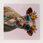 Puzzle Vache gaie avec lunettes de soleil (Horizontal)