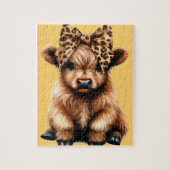 Puzzle Vache Highland mignonne avec Bow Jaune (Vertical)