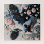 Puzzle Vache Holstein dans les fleurs Agritourisme peintu (Vertical)