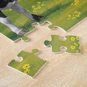 Puzzle Vache Holstein et veau mignon en pâturage d'été (Côté)