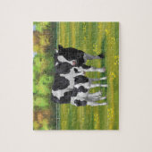 Puzzle Vache Holstein et veau mignon en pâturage d'été (Vertical)