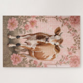 Puzzle Vache Jersey Adorable Fleur Rose (Horizontal)