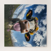 Puzzle Vache joyeuse en fleur (Horizontal)