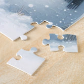 Puzzle Vache mignonne et bonhomme de neige dans le champ (Côté)