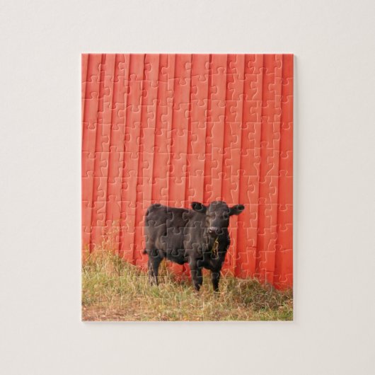 Puzzle Vache noire Grange rouge (Vertical)