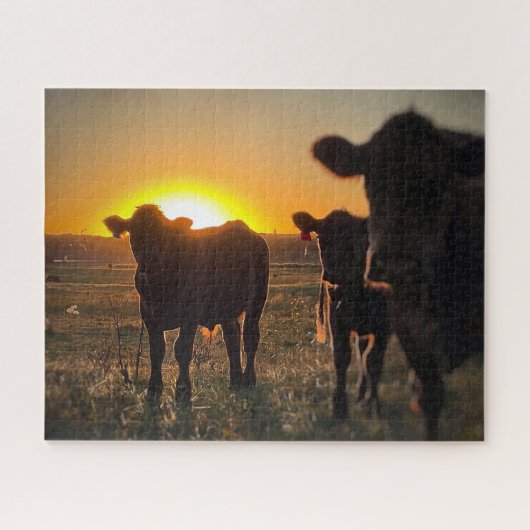 Puzzle Vaches au coucher du soleil (Horizontal)