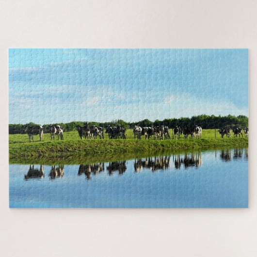 Puzzle Vaches Holstein noires et blanches dans le pâturag (Horizontal)