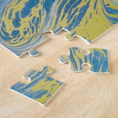 Puzzle Vague Abstraite Bleue Et Or (Côté)