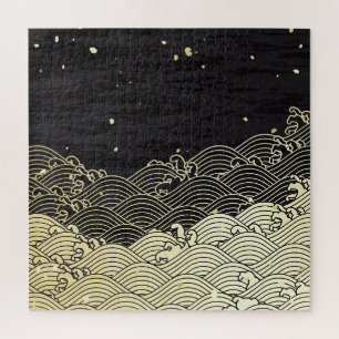 Puzzle Vague dorée, texture papier.