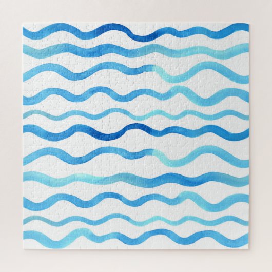 Puzzle Vagues Aquarelle : bleu turquoise sans joint. (Vertical)