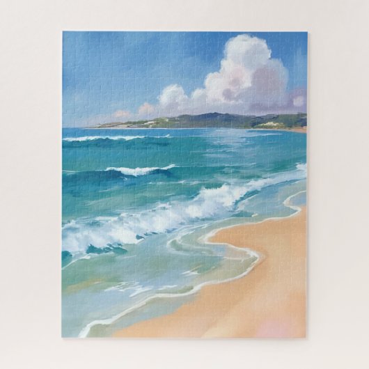 Puzzle Vagues d'aquarelle océanique Peinture côtière de m (Vertical)