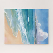 Puzzle Vagues d'aquarelle océanique Peinture côtière de m (Horizontal)