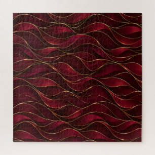 Puzzle Vagues de marbre rouge burgundy élégantes avec acc
