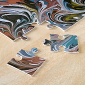 Puzzle Vagues en rouge et bleu acrylique pour l'art Abstr (Côté)