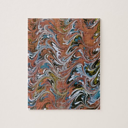 Puzzle Vagues en rouge et bleu acrylique pour l'art Abstr (Vertical)