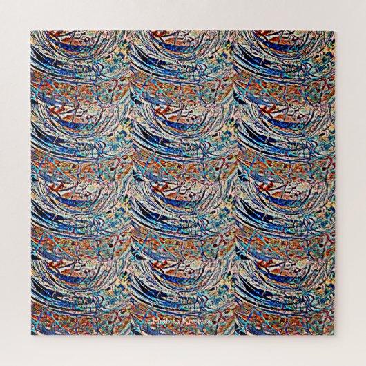 PUZZLE VAGUES EN VERRE STAINÉ CONCEPTION 2 (Vertical)