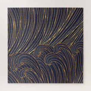 Puzzle vagues minimalistes, art de la ligne de montagne.