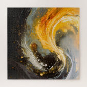 Puzzle Vagues modernes en marbre abstrait doré (Horizontal)