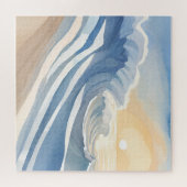 Puzzle Vagues océaniques | Aquarelle bleue (Horizontal)