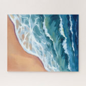 Puzzle Vagues océaniques bleu aquarelle côtière (Horizontal)