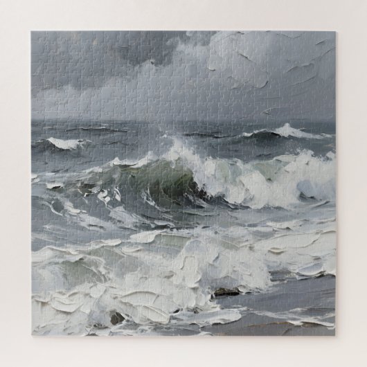 Puzzle Vagues océaniques Paysage marin orageux Texturé (Vertical)