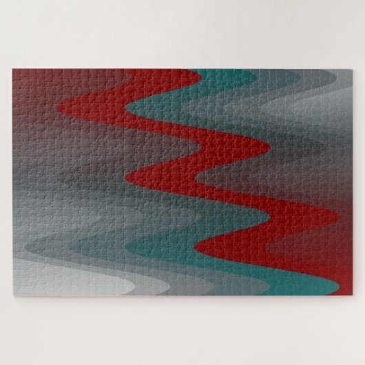 Puzzle vagues turquoises de gris bordeaux (Horizontal)