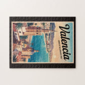 Puzzle Valence Espagne Côte Illustration Voyage Art Retro (Horizontal)