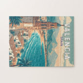 Puzzle Valencia Espagne Illustration Voyage Art Vintage (Horizontal)