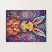 Puzzle Valentine Bunny Flowers coeur violet (Horizontal)