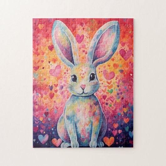 Puzzle Valentine Colorburst Cottontail lapin rose et pur (Vertical)