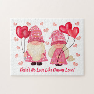 Puzzle Valentine Gnome Love Citation Pink Red Hearts Coup