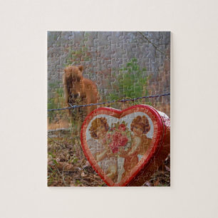 Puzzle Valentine Heart Miniature Brown Horse