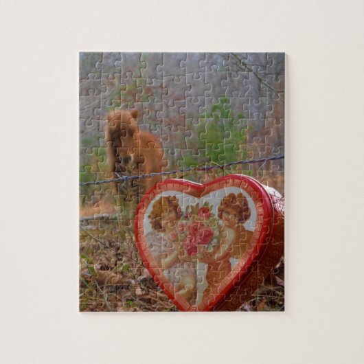 Puzzle Valentine Heart Miniature Brown Horse (Vertical)